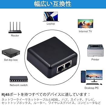 Amazon.co.jp: Poyiccot RJ45 LAN分岐 同時使用 2口、1000Mbps